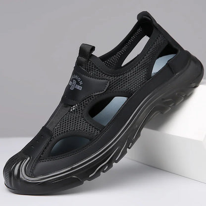 Breathable & Stylish Mesh Sandals for Men - Leon-Black-6.5-Nora Luxe