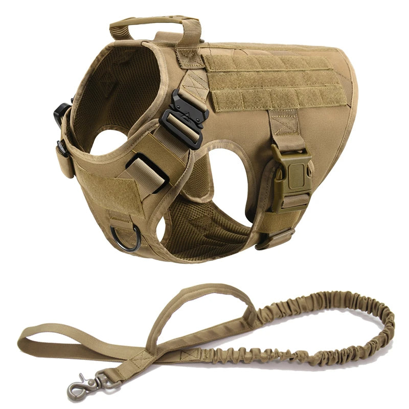 Tactical Dog Harness Heavy Duty Handle 1050D Nylon MOLLE No-Pull Adjustable Large Breeds Training Outdoor Walking Harness Metal D-Ring | Koossa