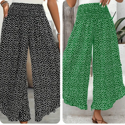 Pantalon Femme Fluide Taille Haute Jambes Larges Coupe Élégante Décontractée