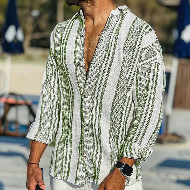 Men’s Striped Linen Shirt – Lightweight Summer Button-Up Essential