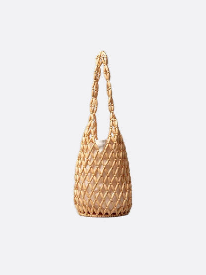 Boho Wooden Bead Crossbody Handbag