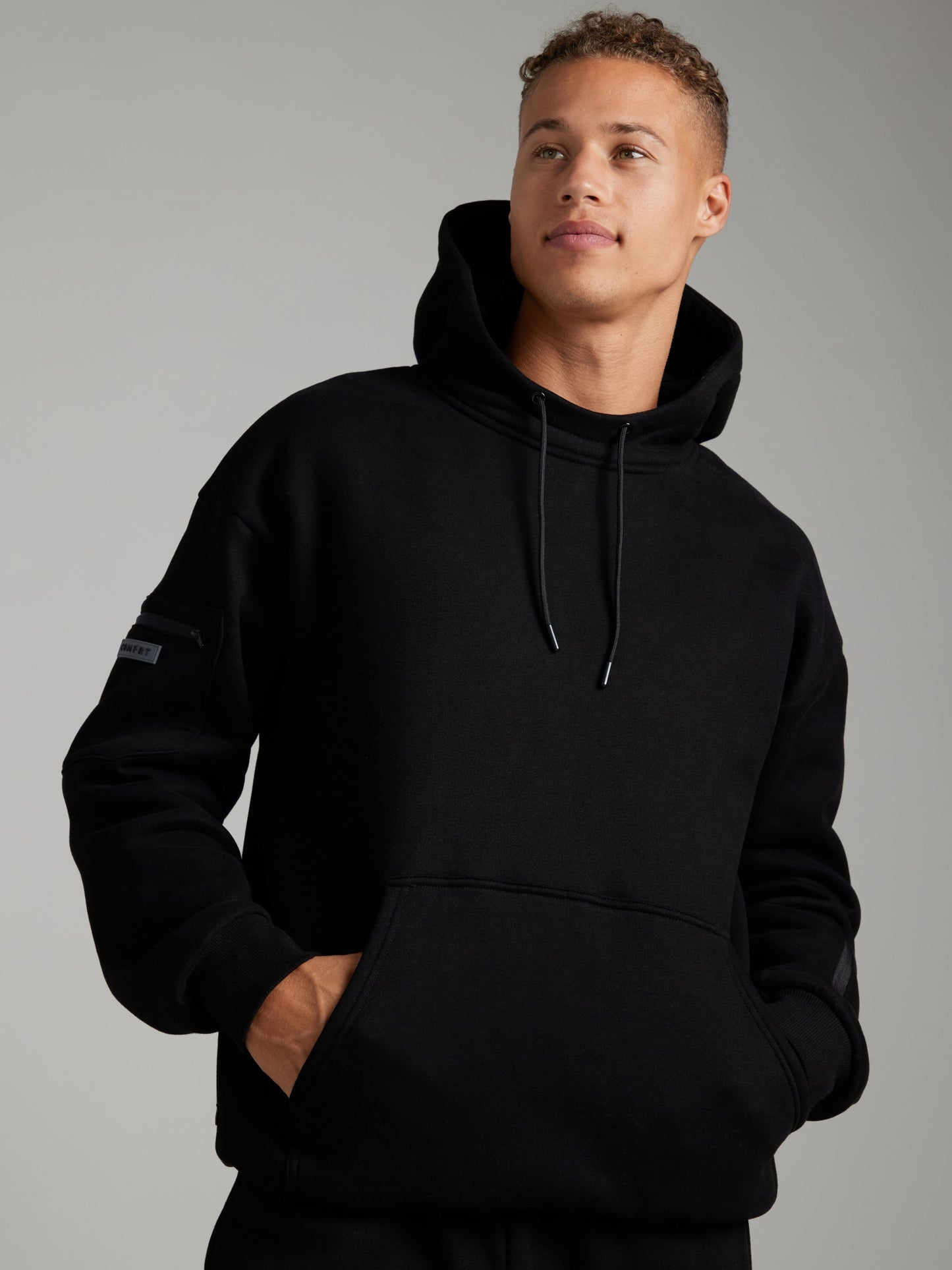 Cozy travel hoodie with airplane mode graphic
