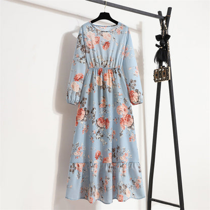 Robe Fleurie Polyvalente en Mousseline pour Femme – Style Élégant à Col Rond