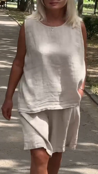 Zissa | Ärmelloses Zweiteiler-Set mit Rundhalsausschnitt