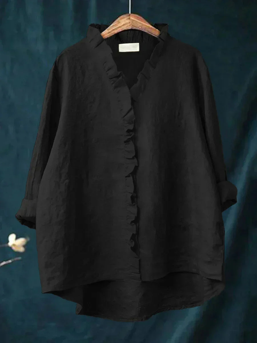 Lily | Bluza od pamuka i lana s volanima
