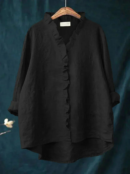 Lily | Bluza od pamuka i lana s volanima