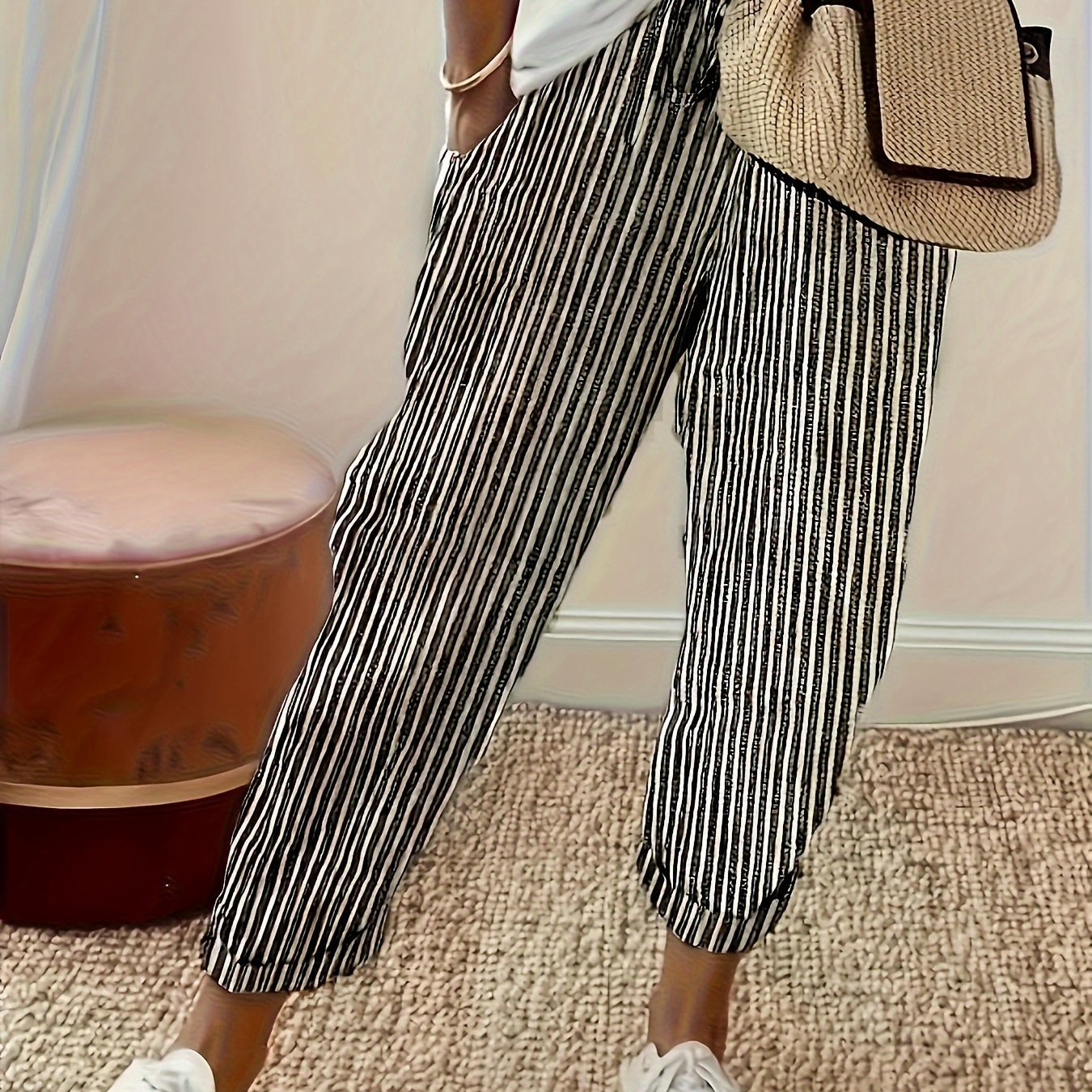 Women's Loose Fit Casual Pants | Striped