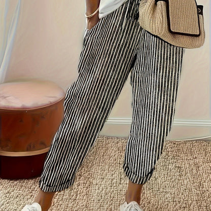 Women's Loose Fit Casual Pants | Striped