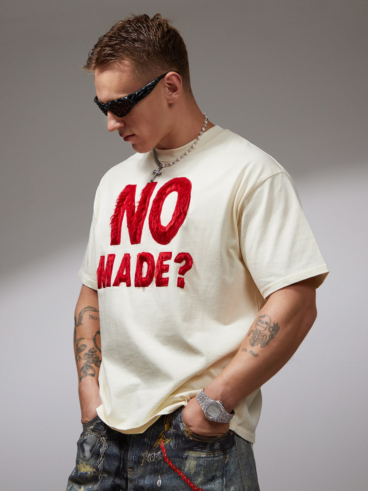 Retro Embroidered Patch Heavy Cotton T-Shirt