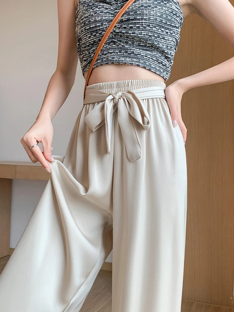 Silksommar® Collection - High-Waist & Loose-Fit Ultra Comfy Ice Silk Satin Trousers