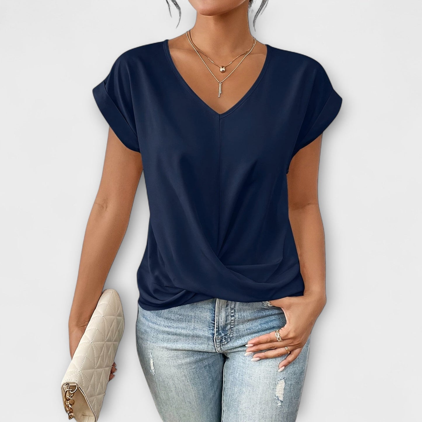 Eloise - Top Decote em V com Detalhe Nó