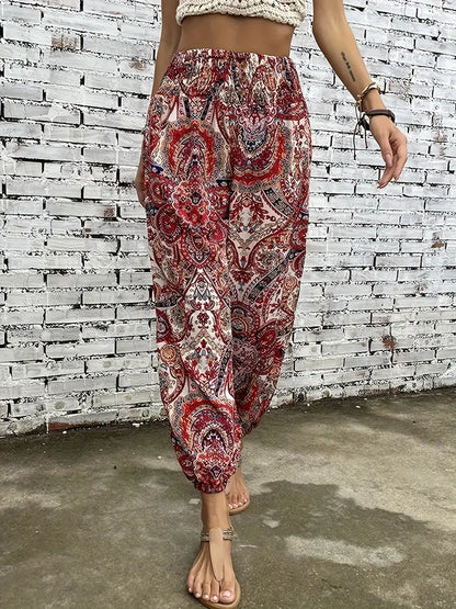 Boho-chic damebukser med grafisk print – Solara