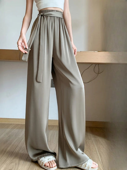 Silksommar® Collection - High-Waist & Loose-Fit Ultra Comfy Ice Silk Satin Trousers