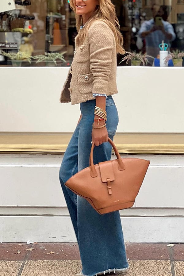 Evie - Round Neck Buttoned Blazer