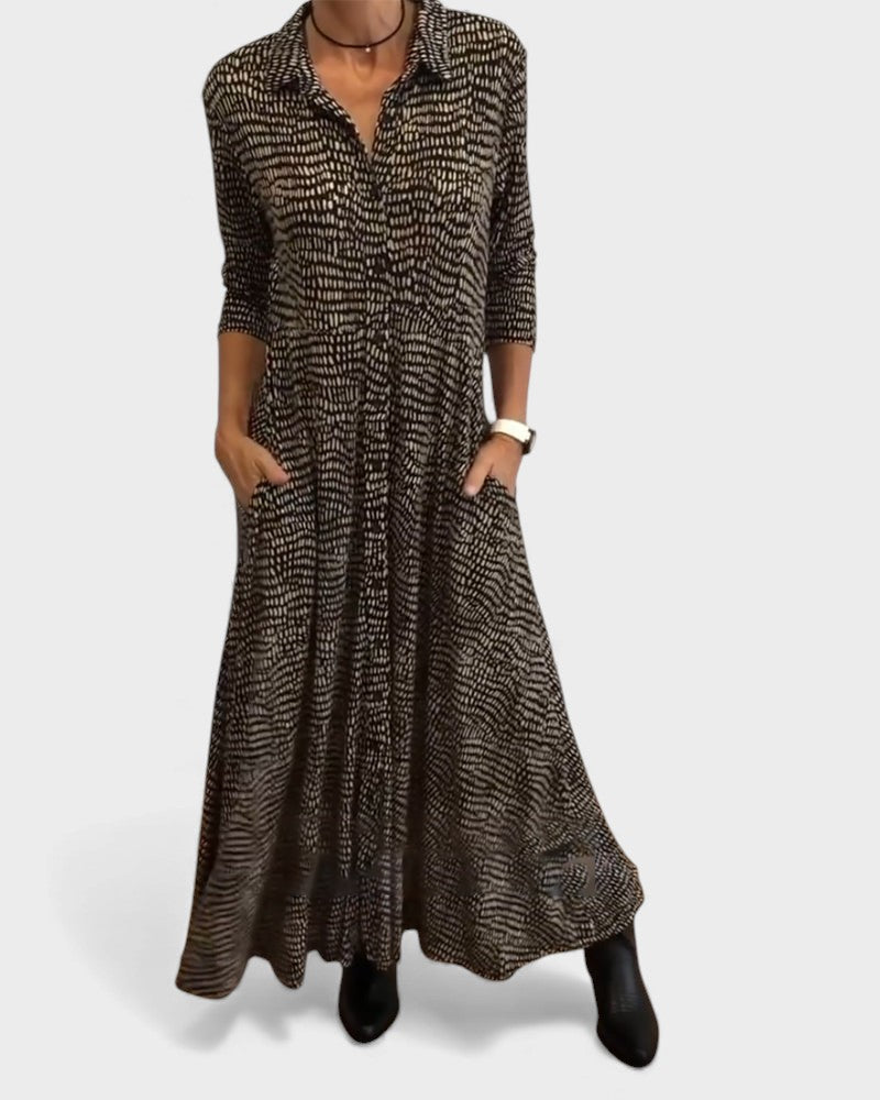 Julia™ | Vestido maxi de camisa fluido