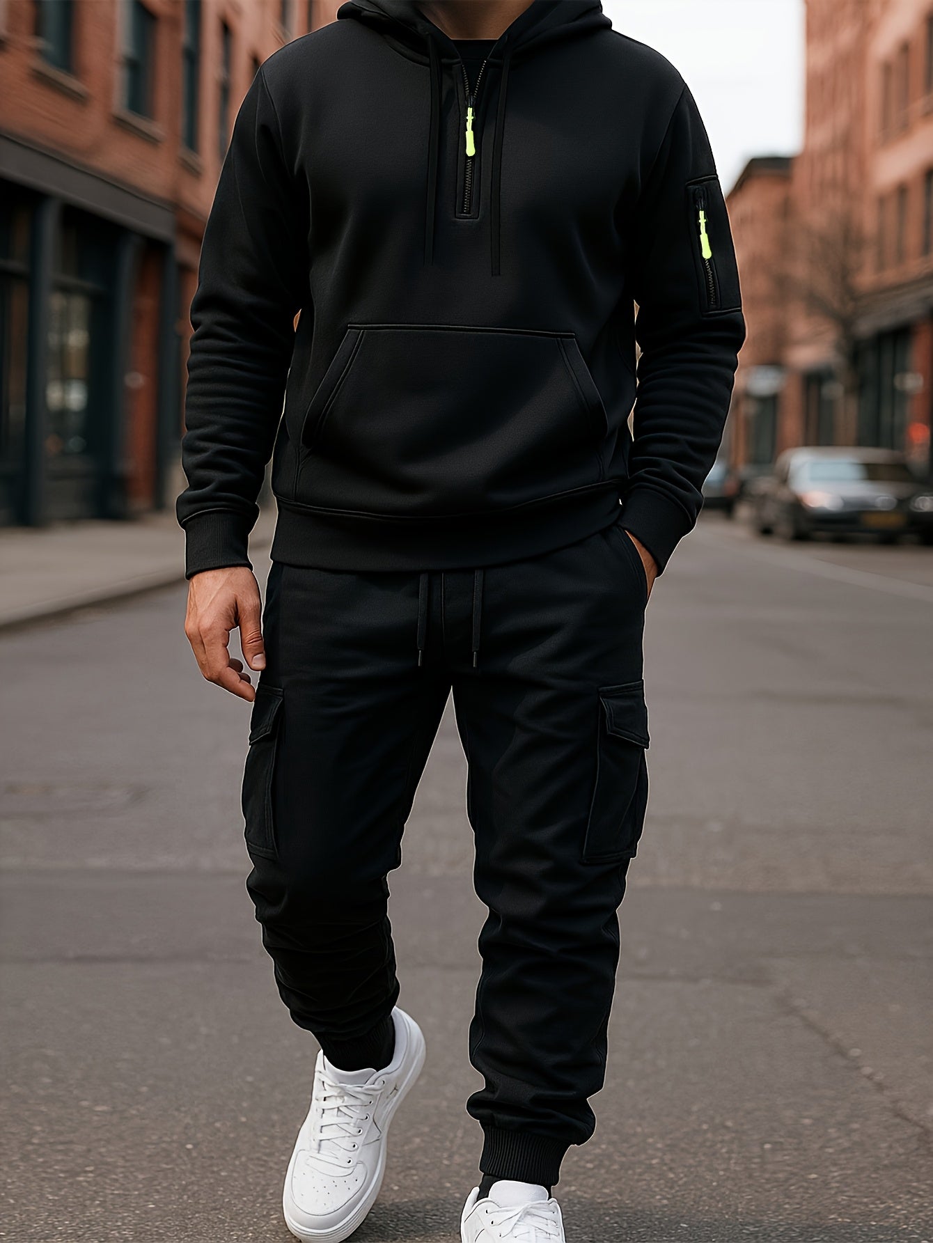 Herren Kapuzen Trainingsanzug Set | Cargo Jogginghosen