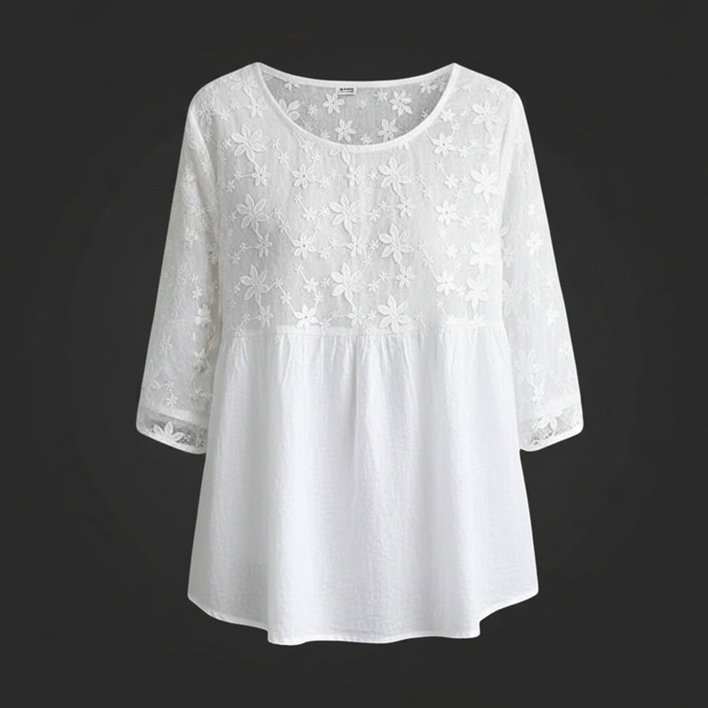 Embroidered Floral Patchwork Blouse
