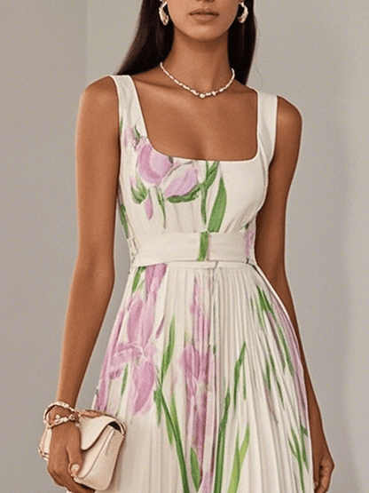 AMELIA – Elegancka sukienka maxi z kwiatowym wzorem