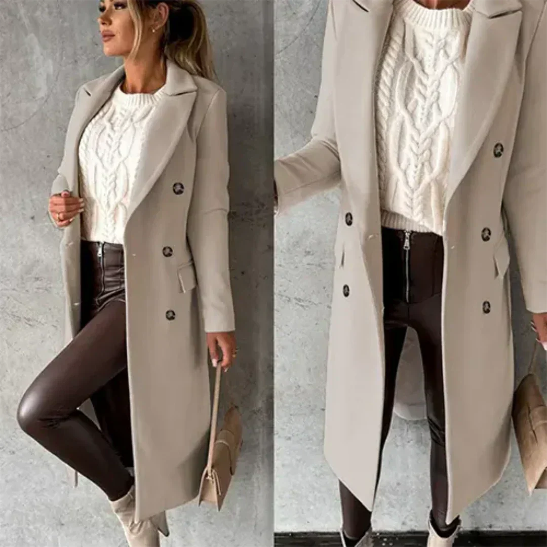 Damen Winter Trench Coat | Doppelreiher Mit Reverskragen