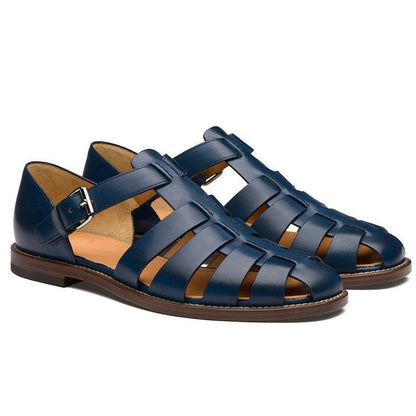 Men’s Leather Sandals – Roman Style with Buckle | Closed-Toe Summer & Holiday Footwear