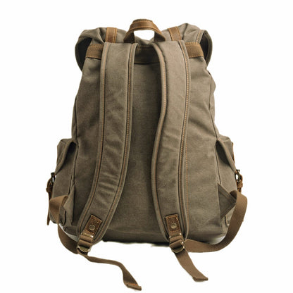 Militär Canvas Rucksack 28L aus Leder & Canvas – Abenteuer Rucksack ROUGEMONT