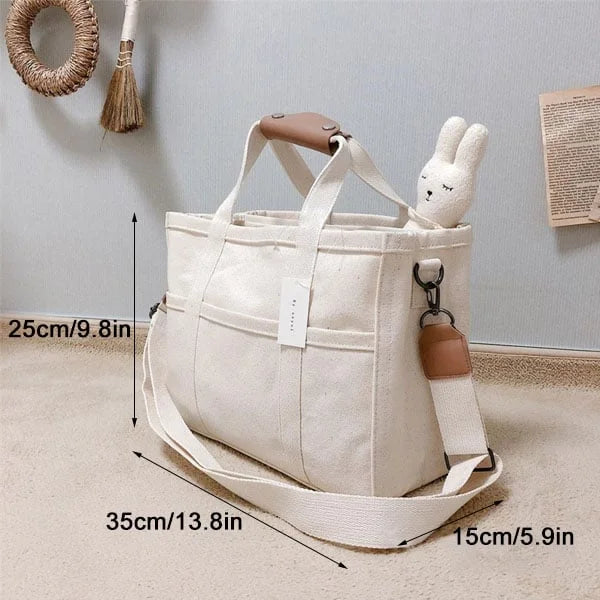 Canvas Tote Bag - UrbanGrace-Beige-Nora Luxe