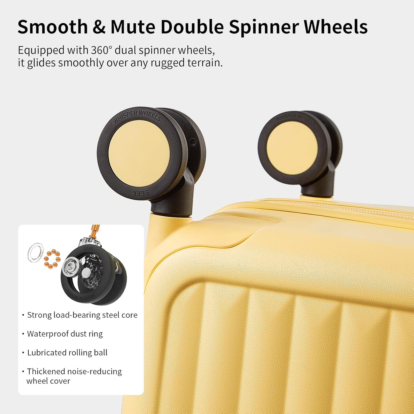 Spacious Hard Shell Suitcase with 8 Spinner Wheels – Smooth-Gliding Travel Luggage for Holidays and Business Trips