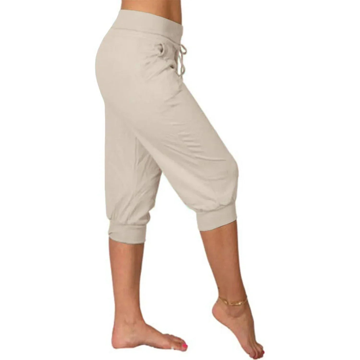 Casual Spodnie Capri - Luna-Beżowy-S-Trend Polska