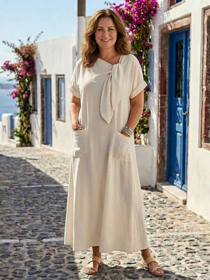 Women's Round Neck Pocket Maxi Dress