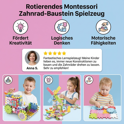 Montessori Spielzeug mit rotierenden Zahnrad-Bausteinen