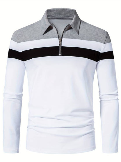 Harrison – Long-Sleeved Polo Shirt with Zipper | Men's Stylish Casual Polo Shirt
