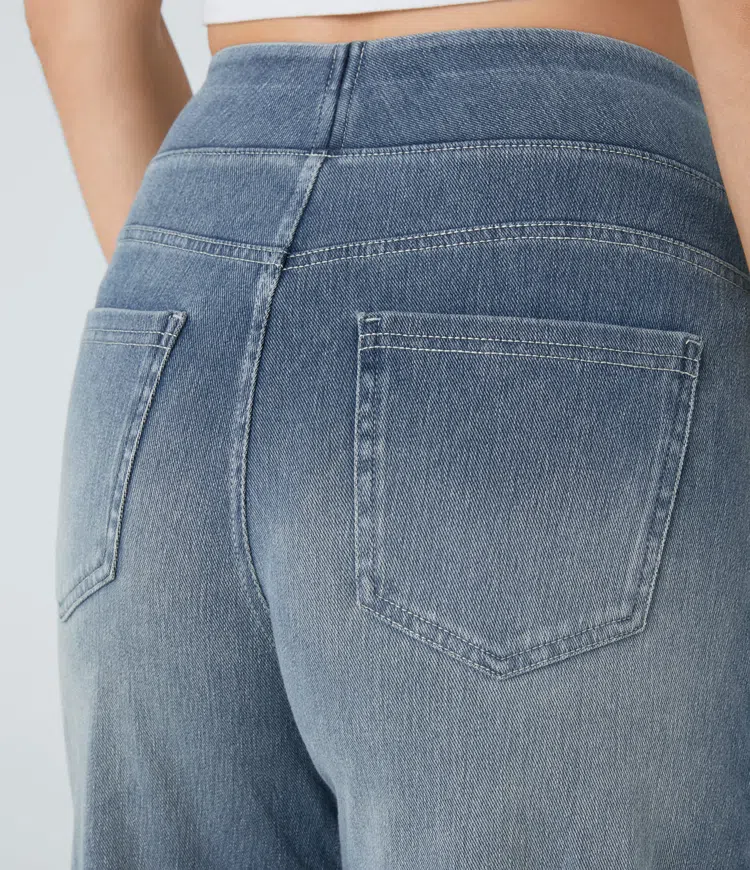 Ruvessa™ - Jean femme taille haute jambe large très extensible coupe moderne