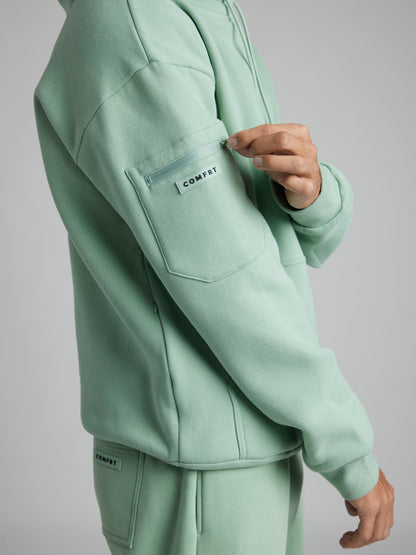 Cozy travel hoodie with airplane mode graphic