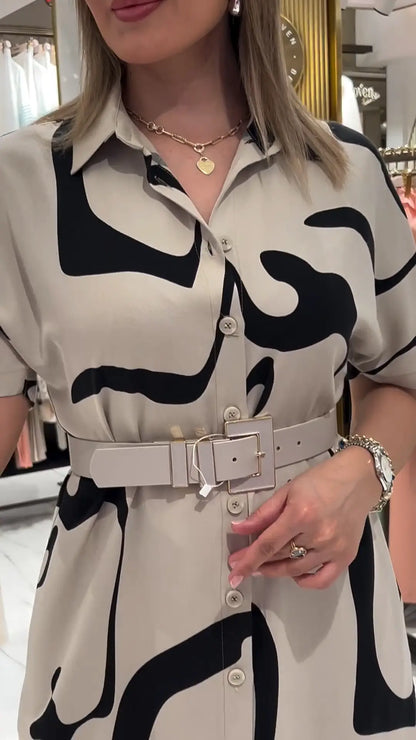 Jolira™ Vestido elegante de cintura ajustada con estampado irregular