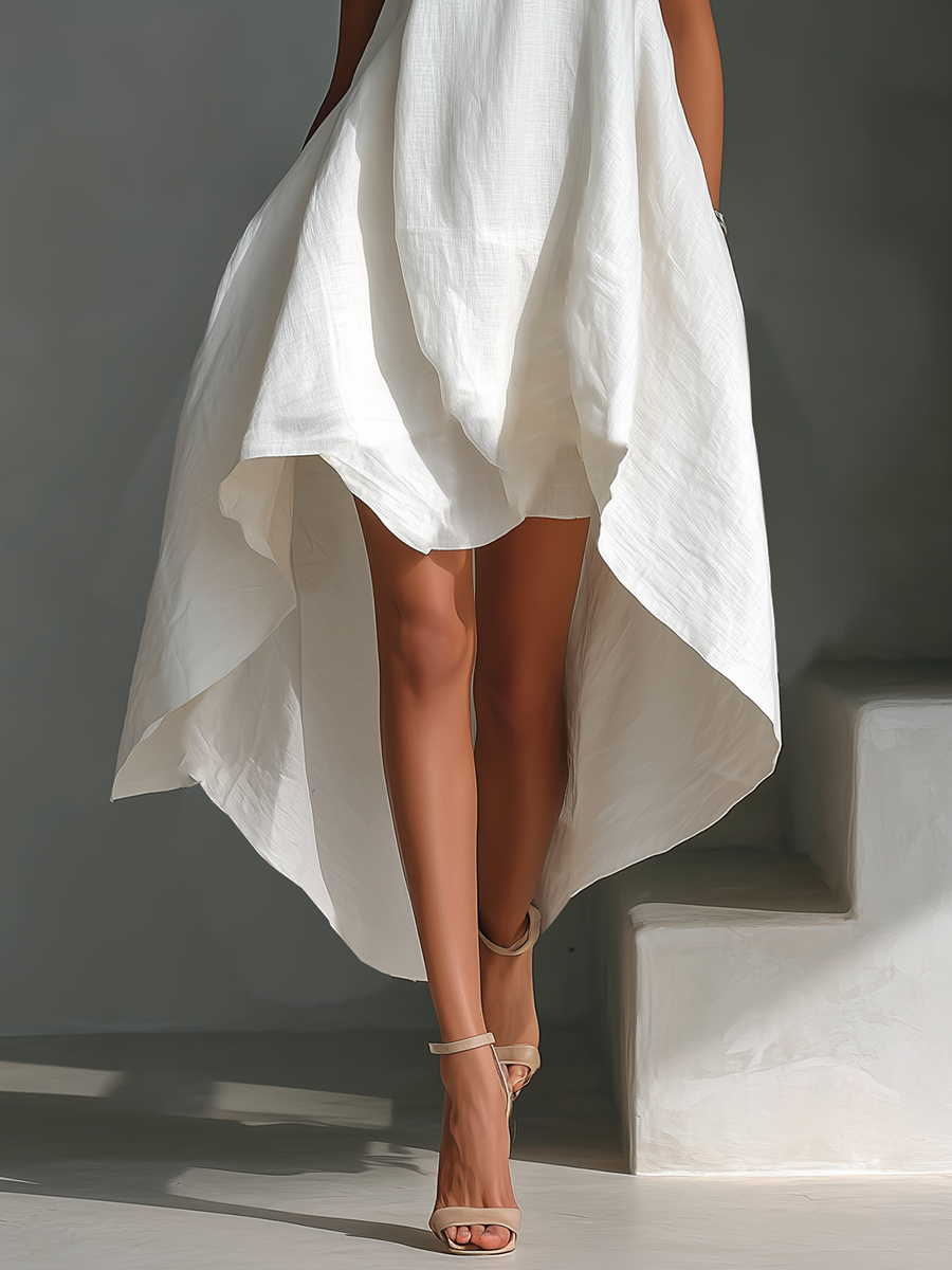 Alyna - Vestido Midi Sem Mangas Com Bainha Assimétrica