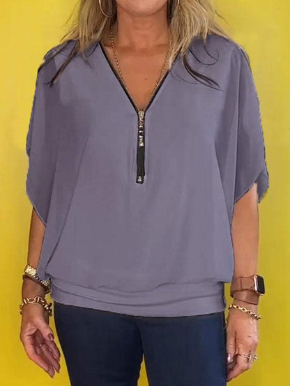 Luftiges Chiffon-Top mit Reißverschluss – Eleganter Sommerkomfort