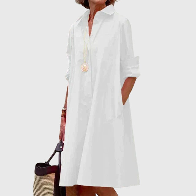 Vestido Mujer Camisero Con Bolsillos – Estilo Casual Elegante