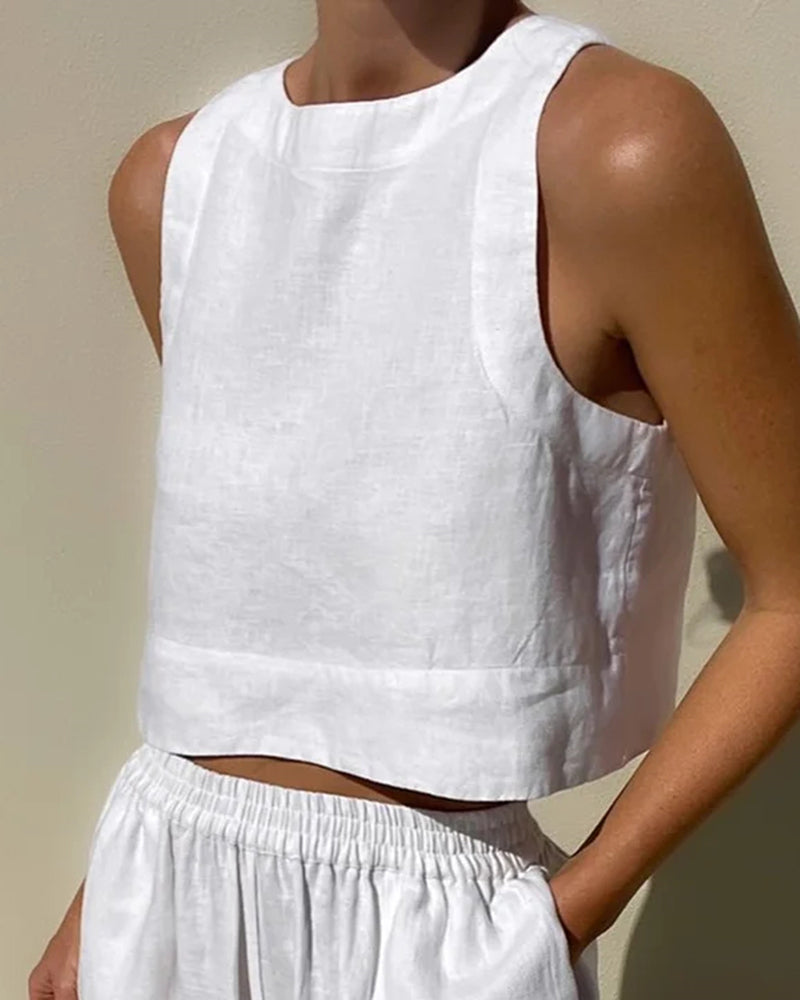 Women's Two Piece Set Crop Top Wide Leg Pants