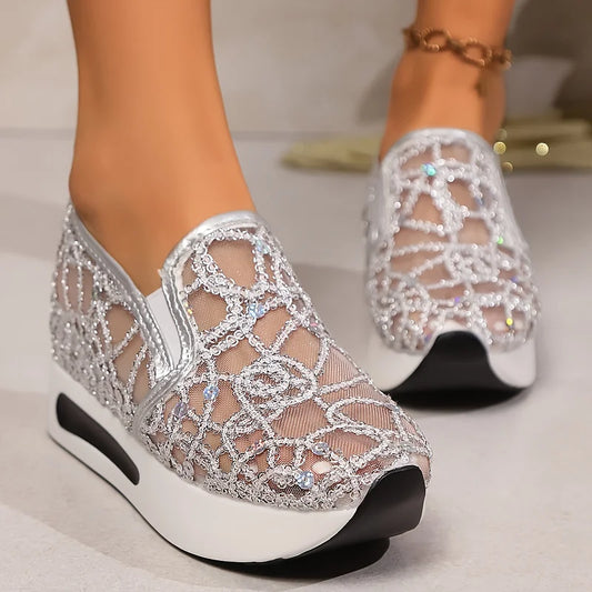Heleen - High Waisted Sequined Sneakers