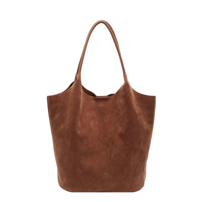 Retro Suede Shoulder Tote