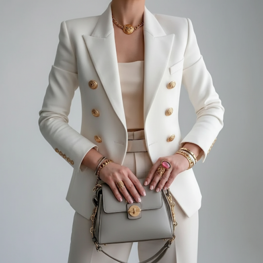 Blazer Entallado Doble Botonadura para Mujeres | Elegante Formal
