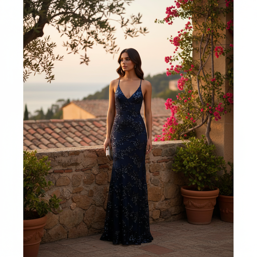 Charlotte | Women's Party Maxi Dress With V-Neck And Sequin Design | Glamorous