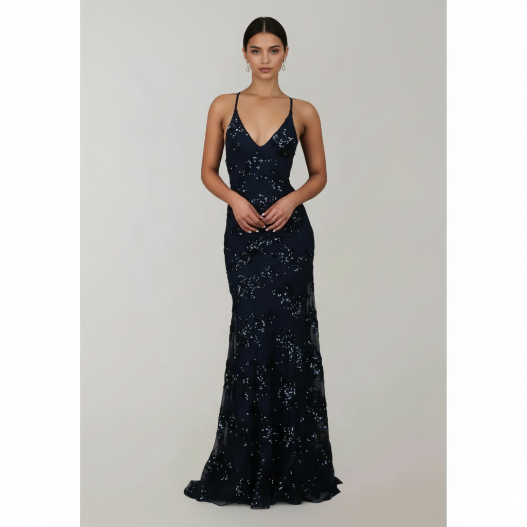 Charlotte | Women's Party Maxi Dress With V-Neck And Sequin Design | Glamorous