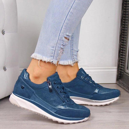 Stella | Women's Rhinestone Zip-Up Lace-Up Fashion Sneakers