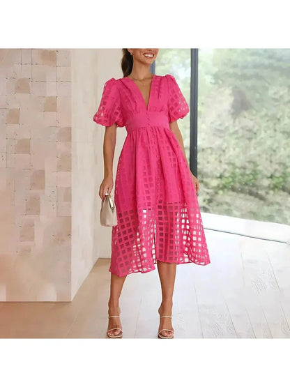 Madison | Women's Mini Dress With V-Neck And Puff Sleeves | Elegant