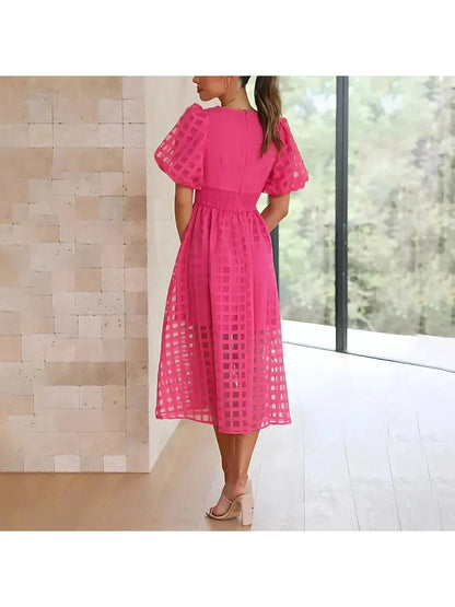 Madison | Women's Mini Dress With V-Neck And Puff Sleeves | Elegant