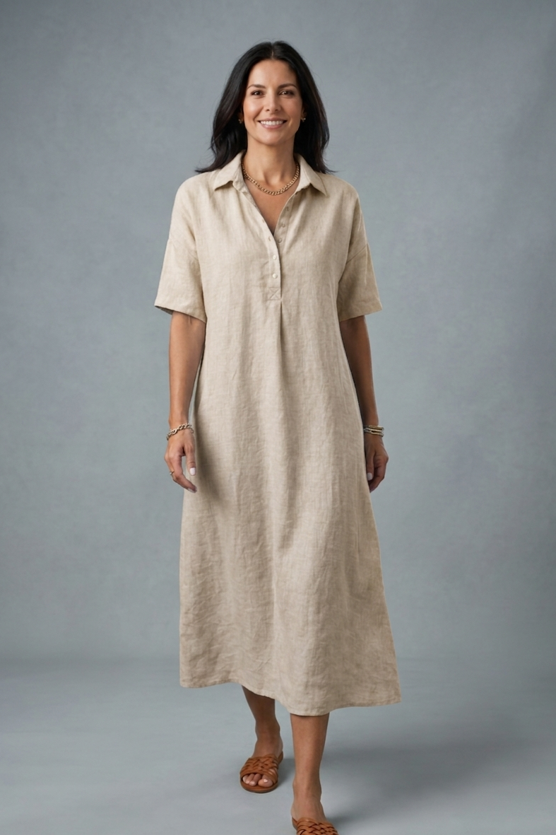Cinzia Mosca™ Breezy Cotton Linen Polo Dress