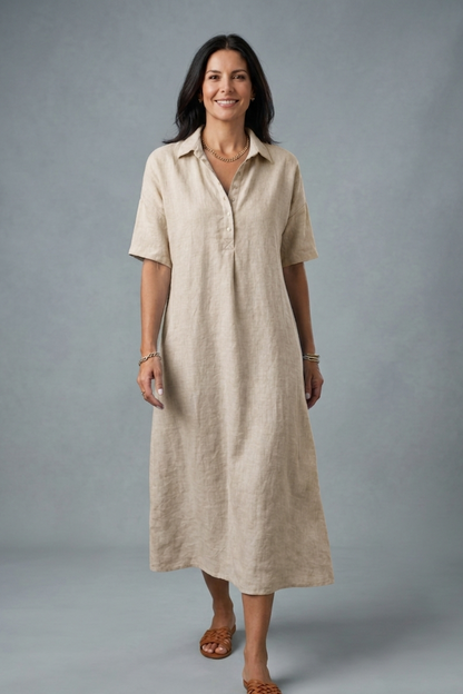 Cinzia Mosca™ Breezy Cotton Linen Polo Dress