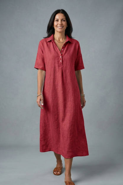 Cinzia Mosca™ Breezy Cotton Linen Polo Dress