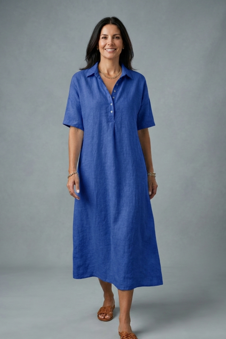 Cinzia Mosca™ Breezy Cotton Linen Polo Dress